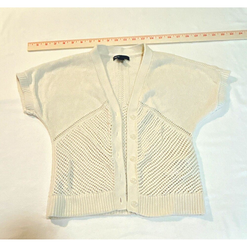 GapKids Girls Size 10-12 White Knit Cotton Button Front V-Neck Cardigan